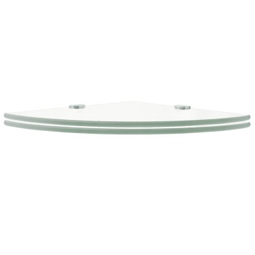 vidaXL Ράφια Γωνία 2 τεμ. Διάφανα 35x35cm Γυάλινα + Στηρίγματα Χρωμίου