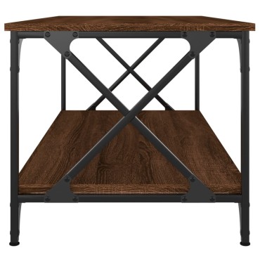 vidaXL Τραπεζάκι Σαλονιού Καφέ Δρυς 100x50x45cm Επεξ. Ξύλο + Σίδηρος 1 τεμ.