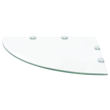vidaXL Ράφια Γωνία 2 τεμ. Διάφανα 45x45cm Γυάλινα + Στηρίγματα Χρωμίου
