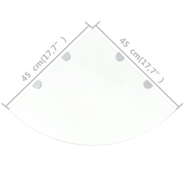 vidaXL Ράφια Γωνία 2 τεμ. Διάφανα 45x45cm Γυάλινα + Στηρίγματα Χρωμίου