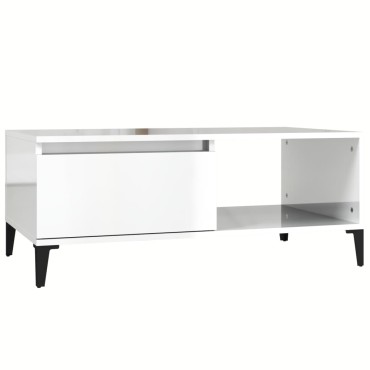vidaXL Τραπεζάκι Σαλονιού Γυαλ. Λευκό 90x50x36,5cm Επεξεργ. Ξύλο 1 τεμ.
