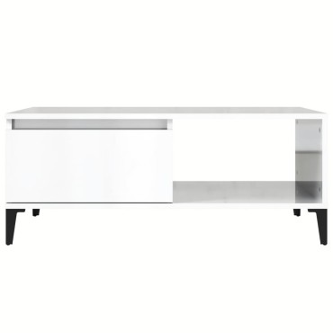 vidaXL Τραπεζάκι Σαλονιού Γυαλ. Λευκό 90x50x36,5cm Επεξεργ. Ξύλο 1 τεμ.