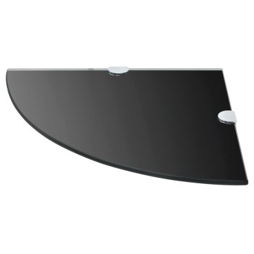 vidaXL Ράφια Γωνία 2 τεμ. Μαύρα 25x25cm Γυάλινα + Στηρίγματα Χρωμίου