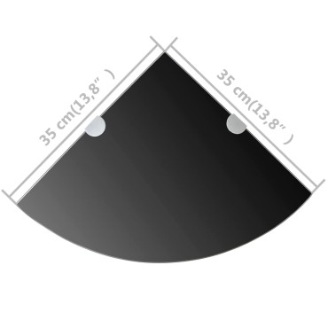 vidaXL Ράφια Γωνία 2 τεμ. Μαύρα 35x35cm Γυάλινα + Στηρίγματα Χρωμίου