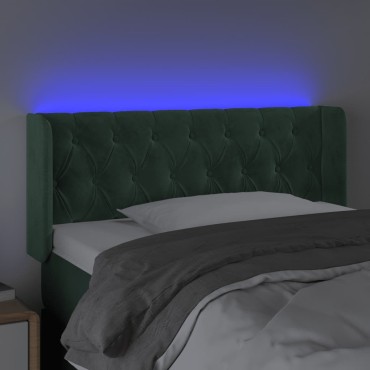 vidaXL Κεφαλάρι Κρεβατιού LED Σκούρο Πράσινο 103x16x78/88cm Βελούδινο 1 τεμ.
