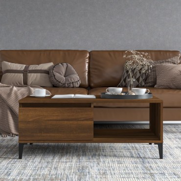 vidaXL Τραπεζάκι Σαλονιού Καφέ Δρυς 90x50x36,5cm Επεξεργασμ. Ξύλο 1 τεμ.