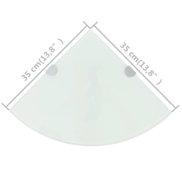 vidaXL Ράφια Γωνία 2 τεμ. Λευκά 35x35cm Γυάλινα + Στηρίγματα Χρωμίου