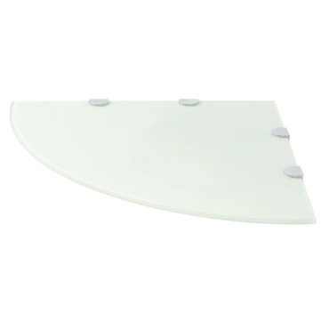 vidaXL Ράφια Γωνία 2 τεμ. Λευκά 45x45cm Γυάλινα + Στηρίγματα Χρωμίου