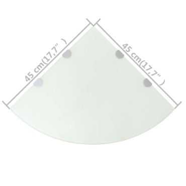 vidaXL Ράφια Γωνία 2 τεμ. Λευκά 45x45cm Γυάλινα + Στηρίγματα Χρωμίου