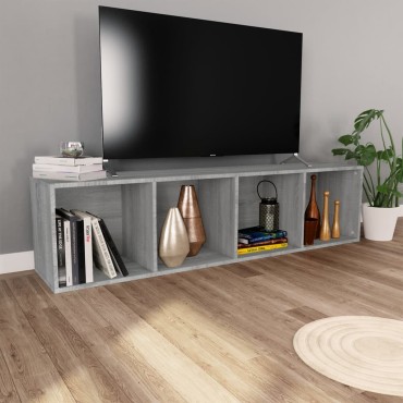 vidaXL Βιβλιοθήκη/Έπιπλο Τηλεόρασης Γκρι Sonoma 36x30x143cm Επεξ. Ξύλο 1 τεμ.