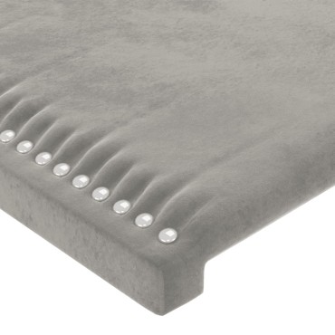 vidaXL Κεφαλάρι Κρεβατιού LED Ανοιχτό Γκρι 147x16x118/128cm Βελούδινο 1 τεμ.