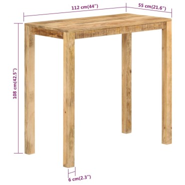 vidaXL Τραπέζι Μπαρ 112x55x108cm από Μασίφ Ξύλο Μάνγκο 1 τεμ.