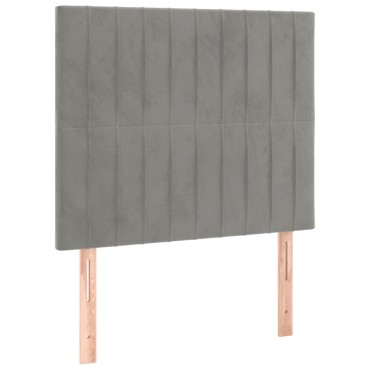 vidaXL Κρεβάτι Boxspring με Στρώμα & LED Αν.Γκρι 120x200 εκ. Βελούδινο