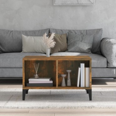 vidaXL Τραπεζάκι Σαλονιού Καπνιστή Δρυς 60x50x36,5cm Επεξεργασμ. Ξύλο 1 τεμ.