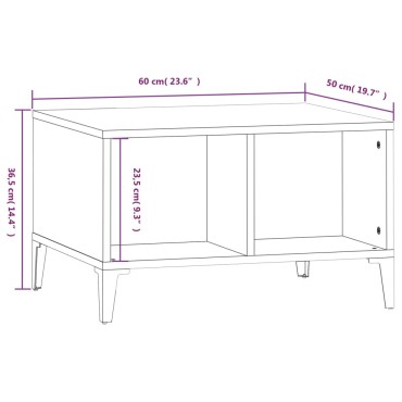 vidaXL Τραπεζάκι Σαλονιού Καπνιστή Δρυς 60x50x36,5cm Επεξεργασμ. Ξύλο 1 τεμ.