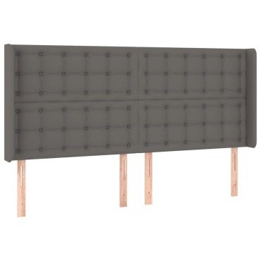 vidaXL Κρεβάτι Boxspring με Στρώμα & LED Γκρι 180x200cm Συνθ. Δέρμα 1 τεμ. - Διπλό