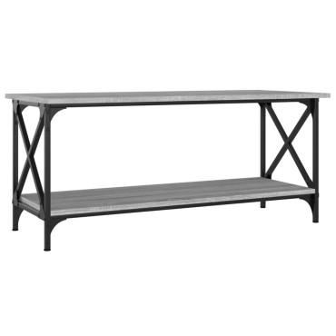 vidaXL Τραπεζάκι Σαλονιού Γκρι Sonoma 100x45x45cm Επεξ Ξύλο + Σίδηρος 1 τεμ.
