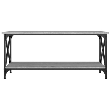 vidaXL Τραπεζάκι Σαλονιού Γκρι Sonoma 100x45x45cm Επεξ Ξύλο + Σίδηρος 1 τεμ.
