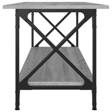 vidaXL Τραπεζάκι Σαλονιού Γκρι Sonoma 100x45x45cm Επεξ Ξύλο + Σίδηρος 1 τεμ.