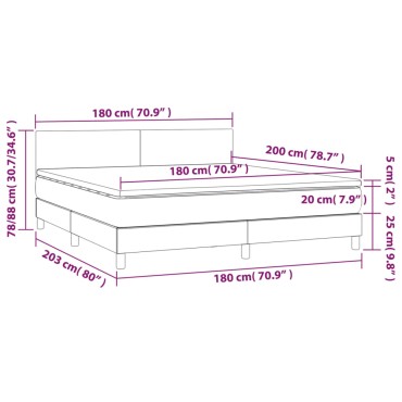 vidaXL Κρεβάτι Boxspring με Στρώμα Γκρι 180x200 εκ. Συνθετικό Δέρμα