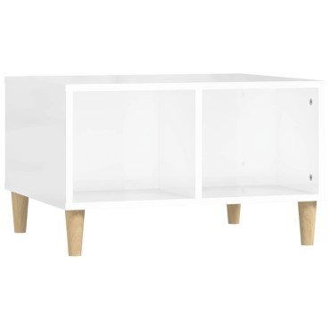 vidaXL Τραπεζάκι Σαλονιού Γυαλ. Λευκό 60x50x36,5cm Επεξεργ. Ξύλο 1 τεμ.