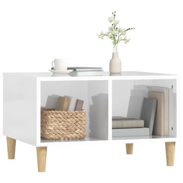 vidaXL Τραπεζάκι Σαλονιού Γυαλ. Λευκό 60x50x36,5cm Επεξεργ. Ξύλο 1 τεμ.