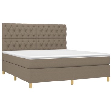 vidaXL Κρεβάτι Boxspring με Στρώμα & LED Taupe 160x200 εκ. Υφασμάτινο