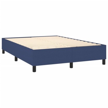 vidaXL Κρεβάτι Boxspring με Στρώμα & LED Μπλε 140x190cm Υφασμάτινο 1 τεμ. - Μονό