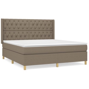 vidaXL Κρεβάτι Boxspring με Στρώμα Taupe 160x200 εκ. Υφασμάτινο