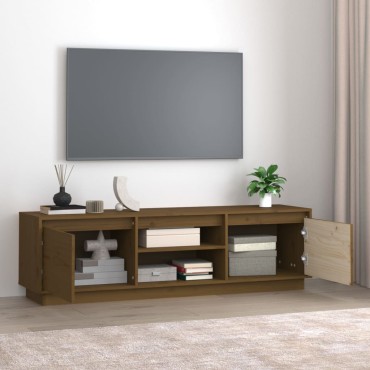 vidaXL Έπιπλο Τηλεόρασης Καφέ Μελί 140x35x40cm από Μασίφ Ξύλο Πεύκου