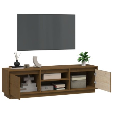 vidaXL Έπιπλο Τηλεόρασης Καφέ Μελί 140x35x40cm από Μασίφ Ξύλο Πεύκου
