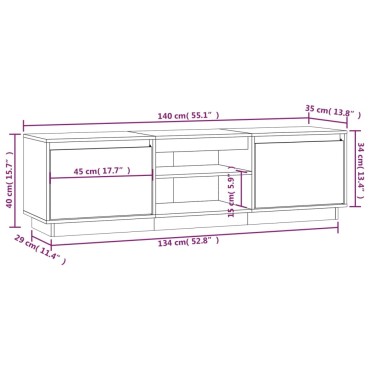 vidaXL Έπιπλο Τηλεόρασης Καφέ Μελί 140x35x40cm από Μασίφ Ξύλο Πεύκου