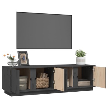 vidaXL Έπιπλο Τηλεόρασης Γκρι 140x40x40cm από Μασίφ Ξύλο Πεύκου