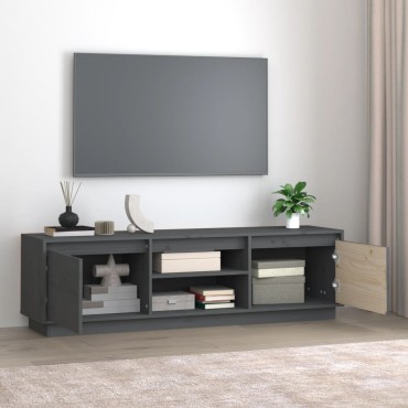 vidaXL Έπιπλο Τηλεόρασης Γκρι 140x35x40cm από Μασίφ Ξύλο Πεύκου