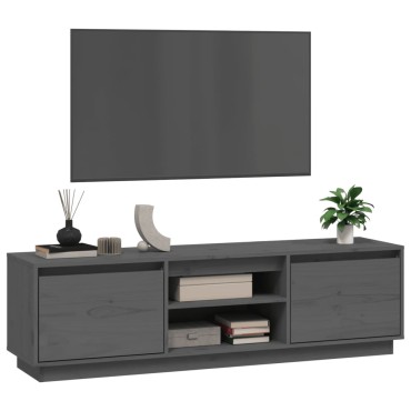 vidaXL Έπιπλο Τηλεόρασης Γκρι 140x35x40cm από Μασίφ Ξύλο Πεύκου