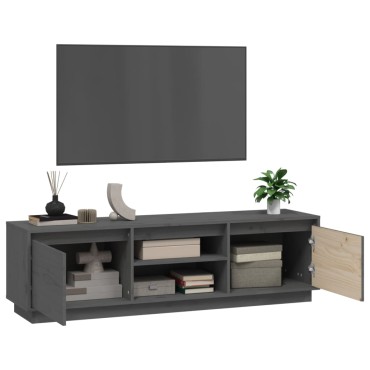 vidaXL Έπιπλο Τηλεόρασης Γκρι 140x35x40cm από Μασίφ Ξύλο Πεύκου