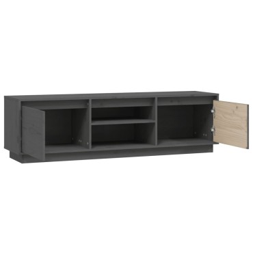 vidaXL Έπιπλο Τηλεόρασης Γκρι 140x35x40cm από Μασίφ Ξύλο Πεύκου