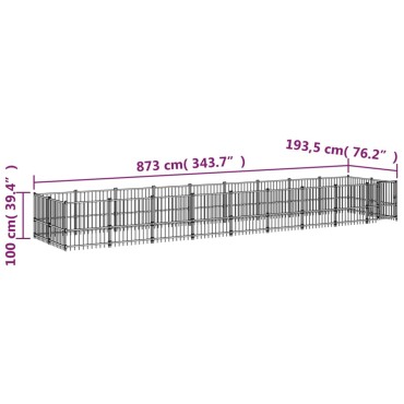 vidaXL Κλουβί Σκύλου Εξωτερικού Χώρου 16,89 μ² από Ατσάλι