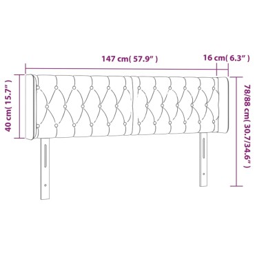 vidaXL Κεφαλάρι με Πτερύγια Σκούρο Γκρι 147x16x78/88cm Βελούδινο 1 τεμ.