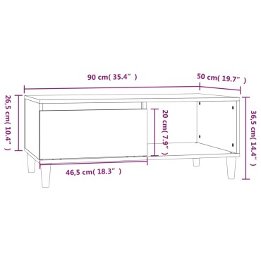 vidaXL Τραπεζάκι Σαλονιού Γκρι Σκυρ. 90x50x36,5cm Επεξεργ. Ξύλο 1 τεμ.