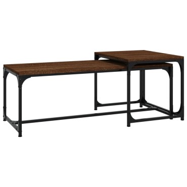vidaXL Τραπεζάκια Σαλονιού 2 τεμ. Brown Oak Επεξ. Ξύλο 100x40x35cm