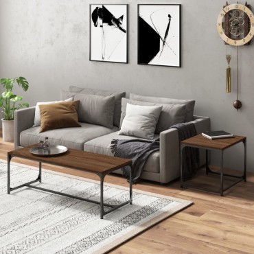 vidaXL Τραπεζάκια Σαλονιού 2 τεμ. Brown Oak Επεξ. Ξύλο 100x40x35cm