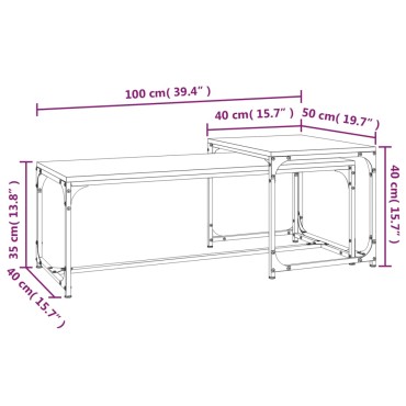 vidaXL Τραπεζάκια Σαλονιού 2 τεμ. Brown Oak Επεξ. Ξύλο 100x40x35cm