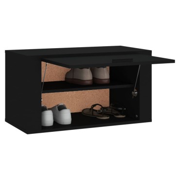 vidaXL Παπουτσοθήκη Επιτοίχια Μαύρη 70x35x38cm Επεξεργασμένο Ξύλο