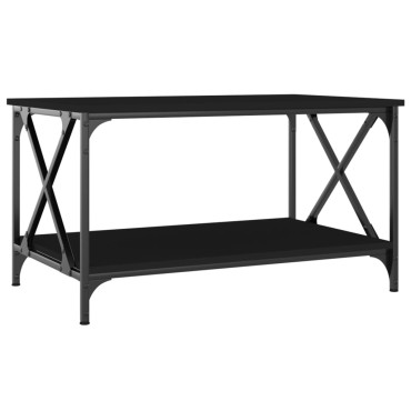 vidaXL Τραπεζάκι Σαλονιού Μαύρο 80x50x45cm Επεξεργασμένο Ξύλο+Σίδηρος 1 τεμ.