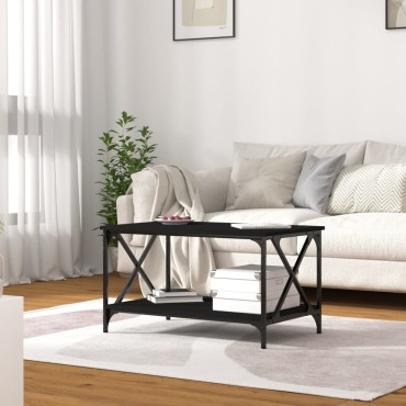 vidaXL Τραπεζάκι Σαλονιού Μαύρο 80x50x45cm Επεξεργασμένο Ξύλο+Σίδηρος 1 τεμ.