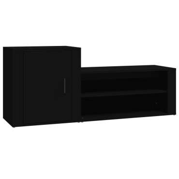 vidaXL Παπουτσοθήκη Μαύρη 130x35x54cm από Επεξεργασμένο Ξύλο