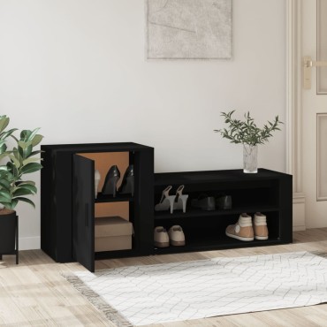 vidaXL Παπουτσοθήκη Μαύρη 130x35x54cm από Επεξεργασμένο Ξύλο