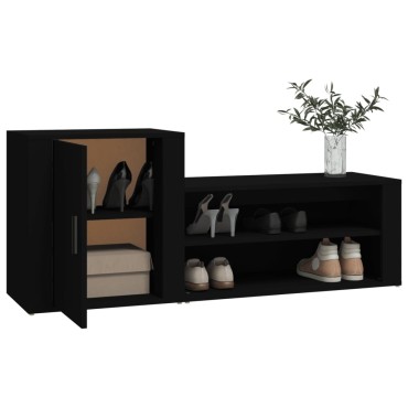 vidaXL Παπουτσοθήκη Μαύρη 130x35x54cm από Επεξεργασμένο Ξύλο
