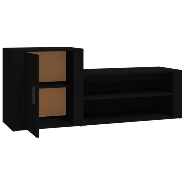 vidaXL Παπουτσοθήκη Μαύρη 130x35x54cm από Επεξεργασμένο Ξύλο
